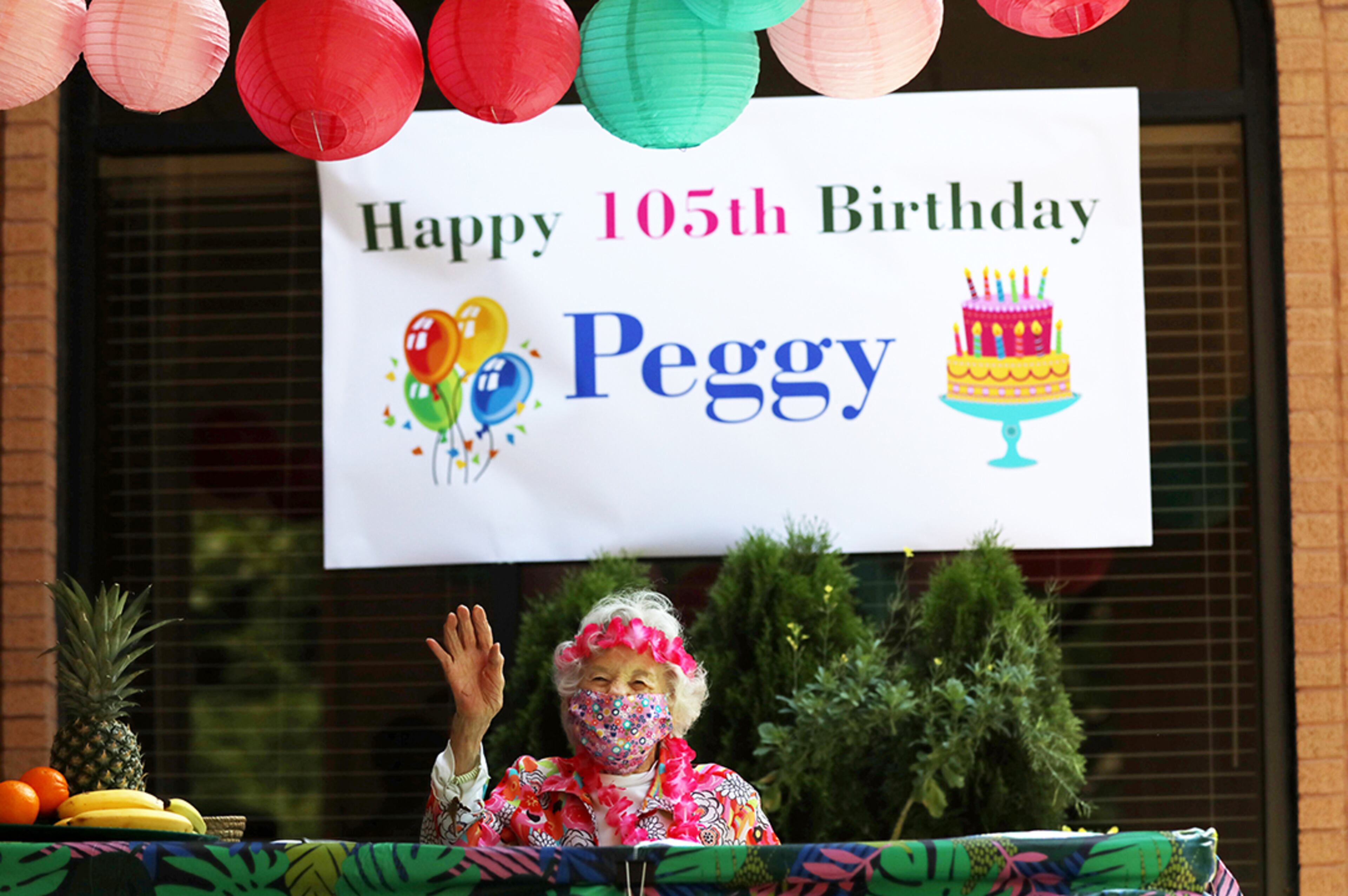 PHOTOS: Pandemic can’t stop birthday party for 105-year-old