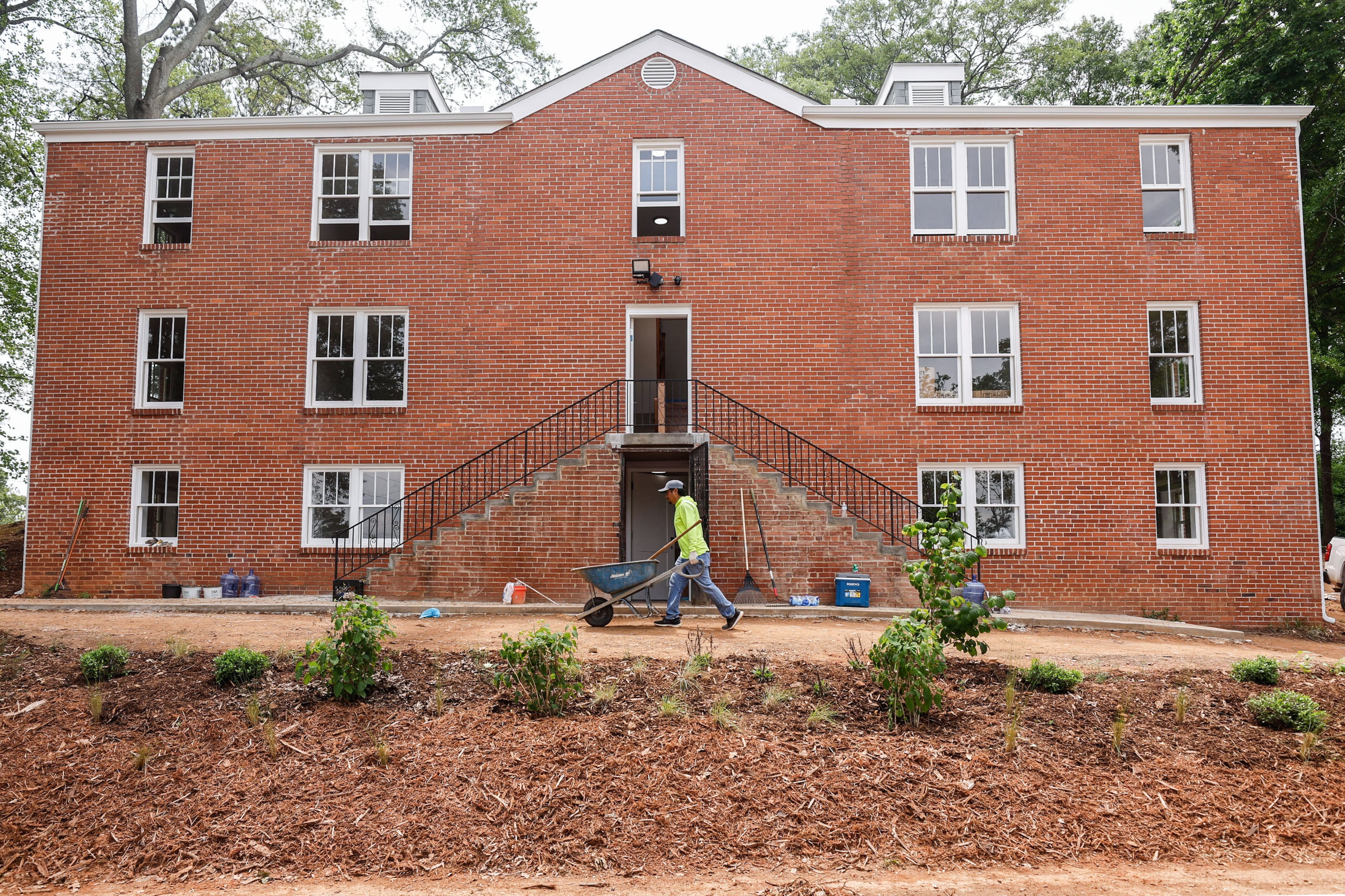 Views of the exterior of Maynard Jackson’s childhood home in Vine City during the final stages of renovation shown on Friday, April 25, 2025. (Natrice Miller/ AJC)