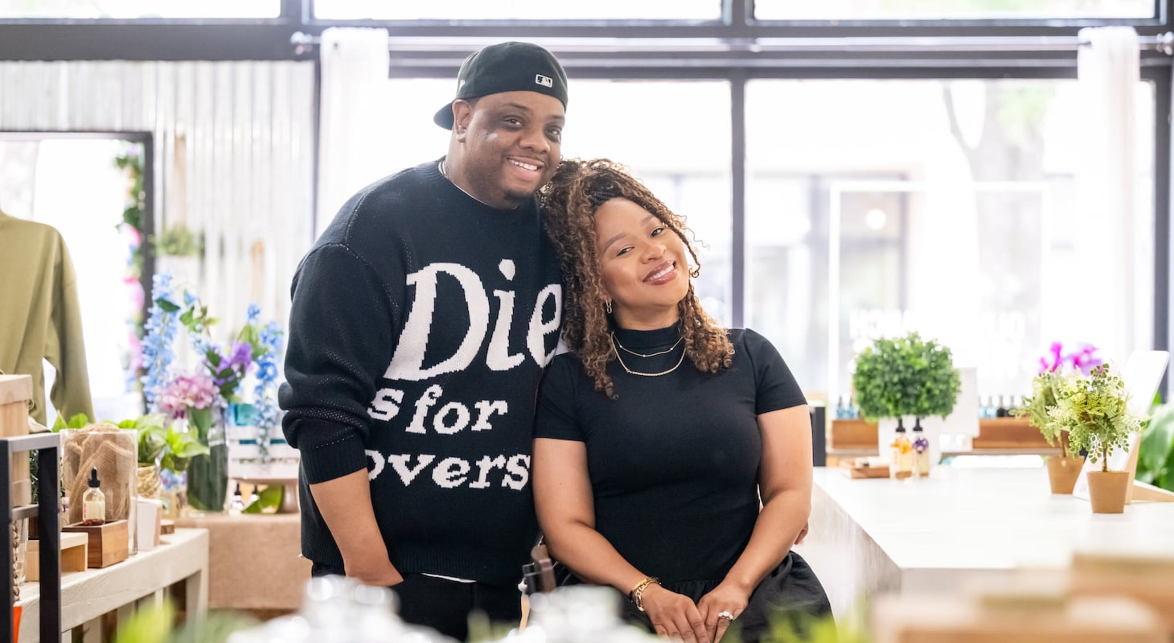 Aaron and Ty Jenkins, owners of Olive Branch in downtown Decatur, pose for a portrait in the middle of their store on Tuesday, April 29, 2025.